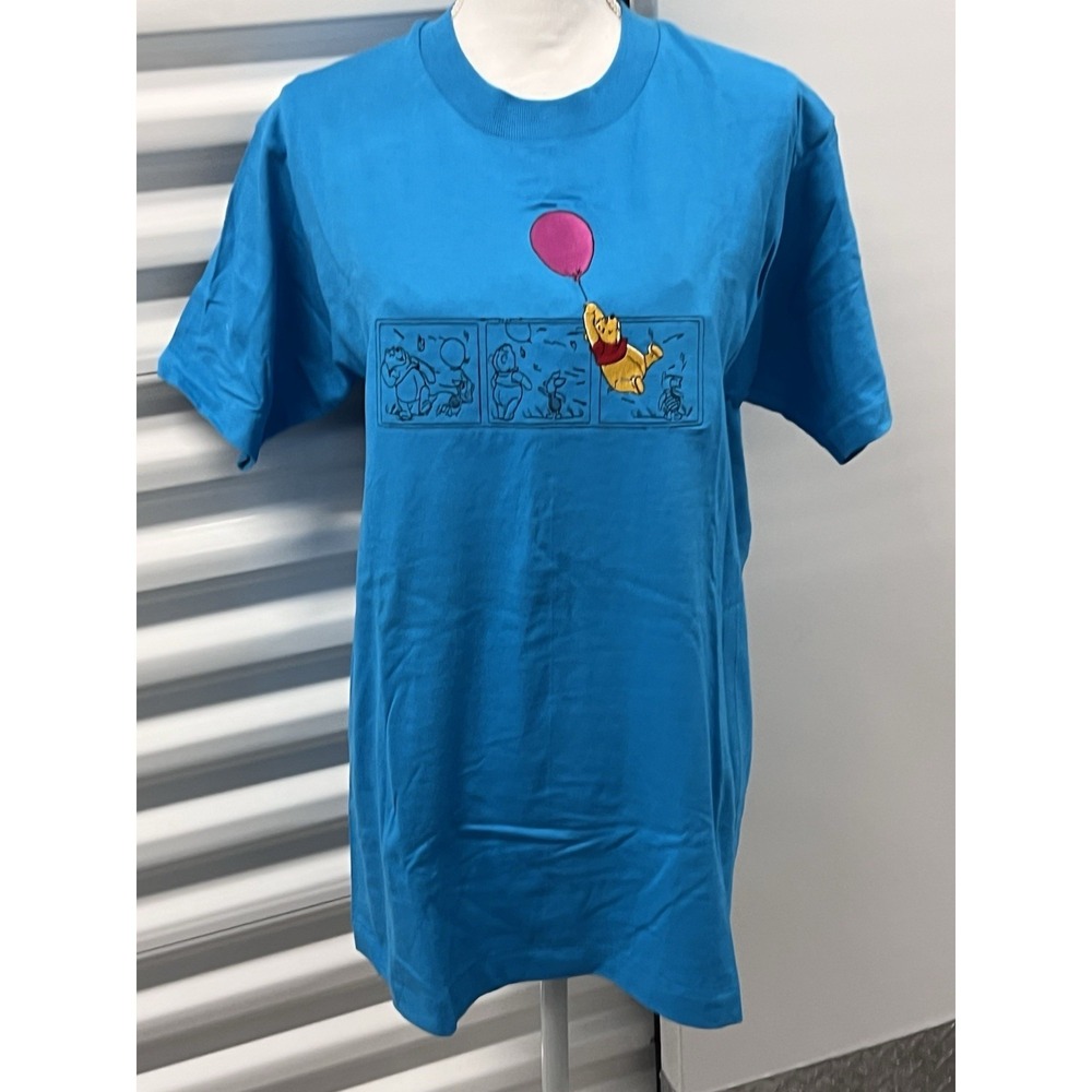 Vintage Winnie The Pooh Shirt Teal Large Blue Disney Embroidered Single Stitch